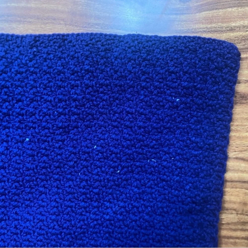 Vintage Handmade Red White Blue Yarn American Flag Crochet Afghan 69